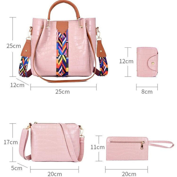 Set genti roz crocodil 4 in 1 Katia