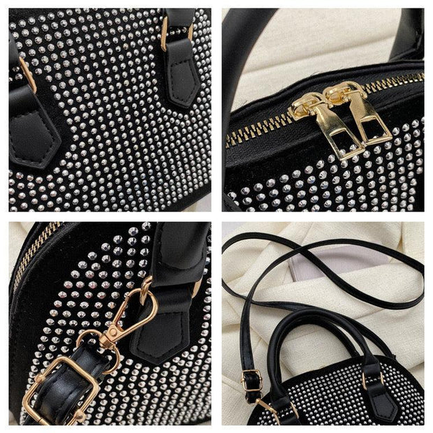 Črna / srebrna torba z Mauro Rhinestones