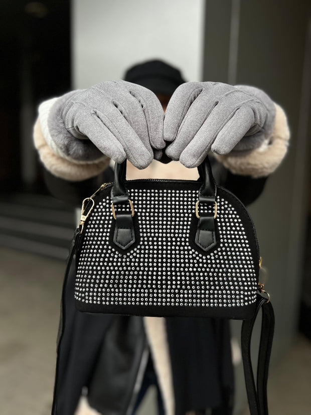 Črna / srebrna torba z Mauro Rhinestones