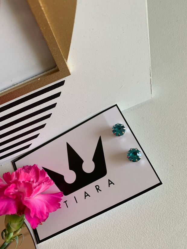 Cercei rotunzi piatra turquoise - TIARA CONCEPT STORE